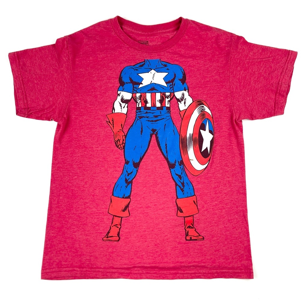 Kids Marvel Captain America Red T Shirt Size Large